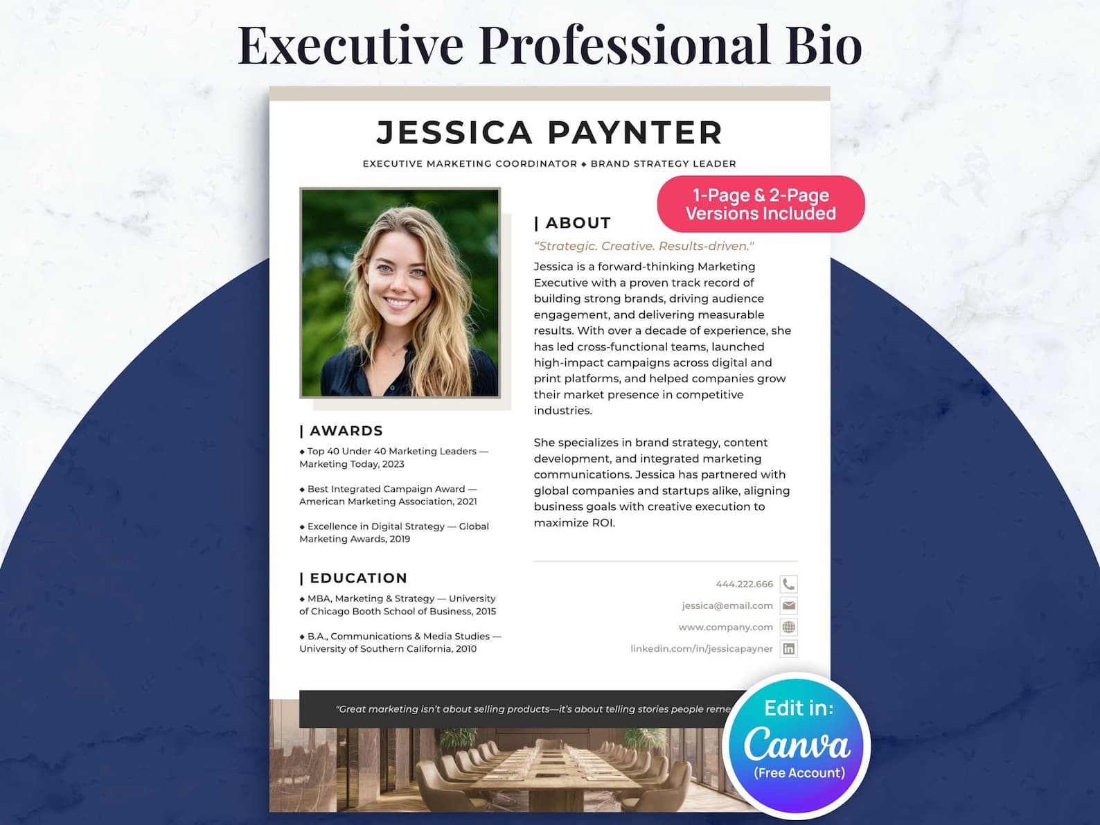 Executive Professional Bio Template