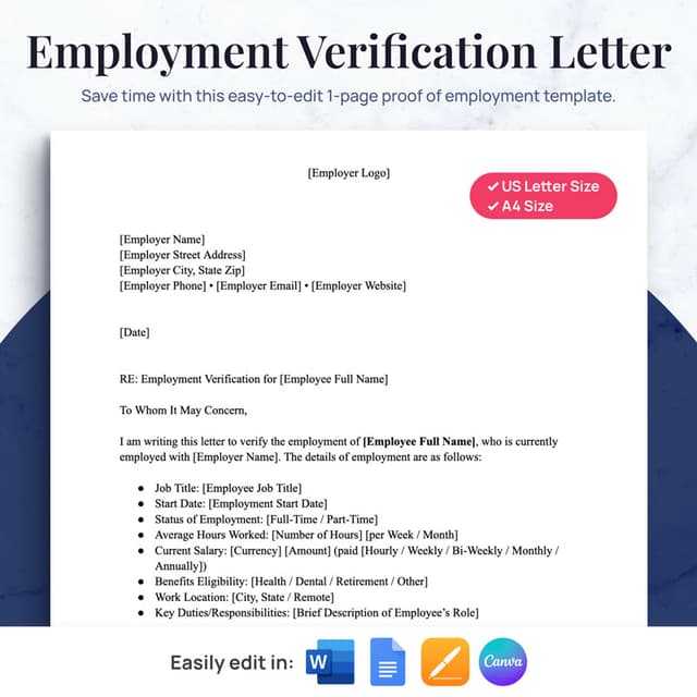 Employment Verification Letter Template